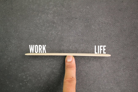 the balance of the words Work and life. setting aside specific areas and times for work and personal life. work life balanceの写真素材