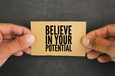 words of inspiration and self-motivation to succeed, which is Believe in your potentialの写真素材