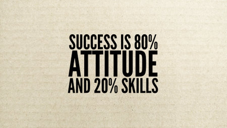 Inspirational and motivational words or quotes about success ie Success is 80% attitude and 20% skillsの写真素材