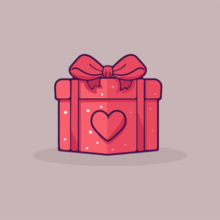 Gift box with heart. Vector illustration in flat design style.のイラスト素材