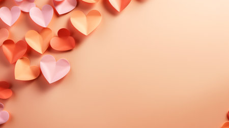 valentine's day background with paper hearts and copyspace