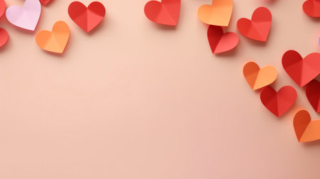 Valentine's day background with paper hearts. 3d renderの写真素材