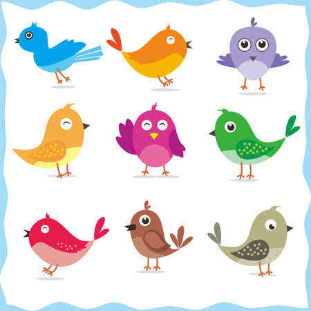 Bird set illustration with cute designのイラスト素材