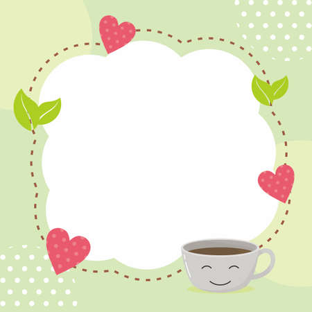 Cute card design with cup characterのイラスト素材