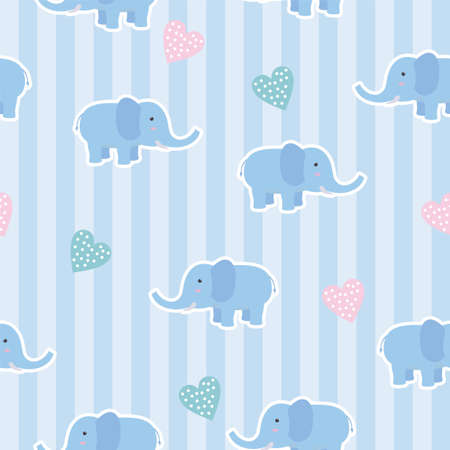 Cute elephant seamless patternのイラスト素材