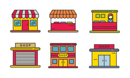 Set of store vector illustration. Store iconのイラスト素材