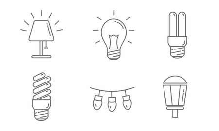 Set of lamp icon line design, Lamp vector illustrationのイラスト素材