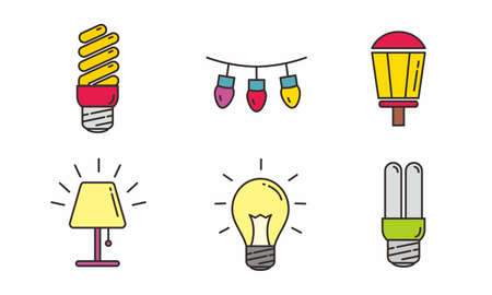 Set of lamp vector illustration isolated on whiteのイラスト素材