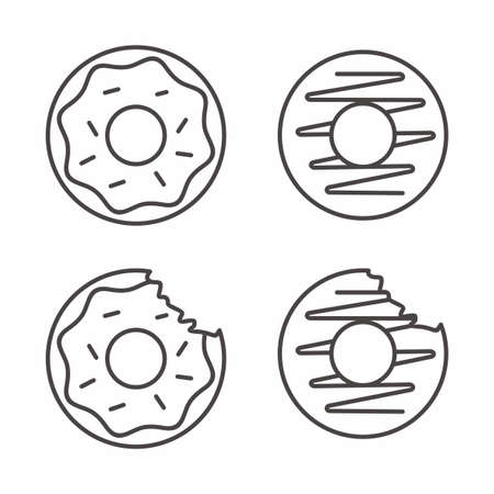 Set of doughnut icon with outline design. Doughnut vector illustrationのイラスト素材