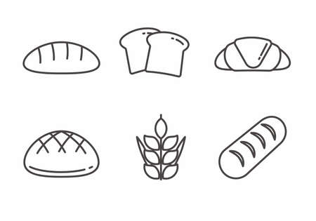 Set of bread icon with outline design. Bread vector illustrationのイラスト素材