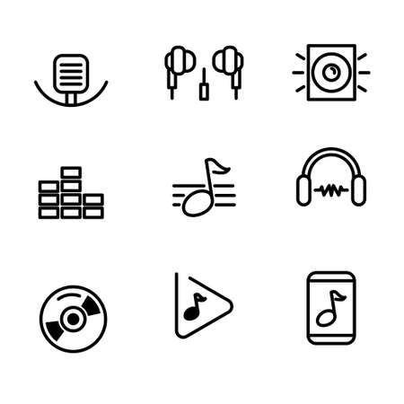 Set of music and sound related vector illustration with simple line designのイラスト素材
