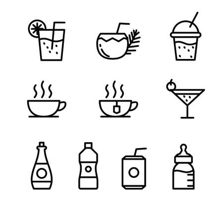 Set of drink vector illustration with simple thin line designのイラスト素材