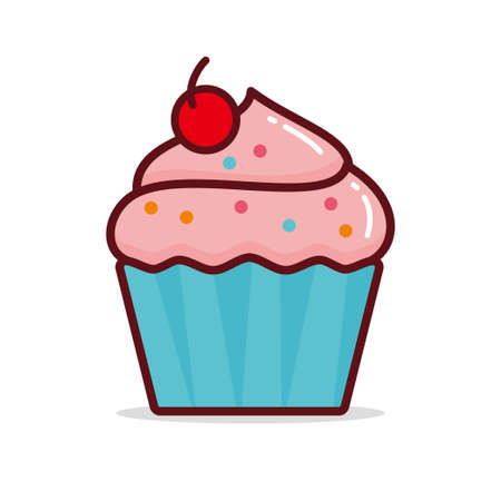Cupcake vector illustration isolated on white background, cupcake clip artのイラスト素材