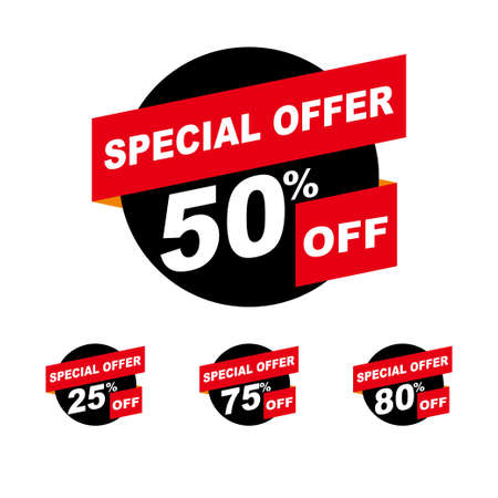 Special offer banner template with black and red color. Editable design