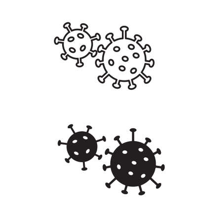 Corona virus icons in line style and glyph style isolated on white backgroundのイラスト素材