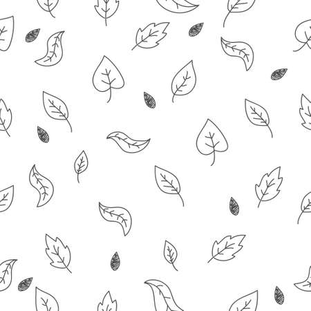 Seamless leaf pattern vector in cute doodle hand drawn styleのイラスト素材