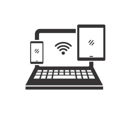 Device icon in black and white design on isolated backgroundのイラスト素材