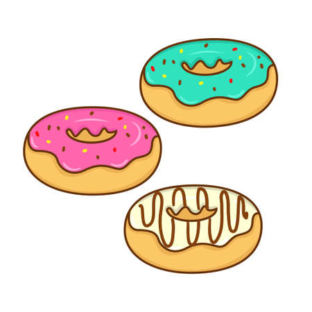 Doughnut vector illustration with colorful cartoon style isolated on white backgroundのイラスト素材