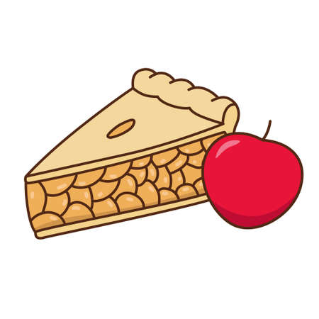 Apple pie vector illustration in cartoon style isolated on white background. Apple pie clip artのイラスト素材