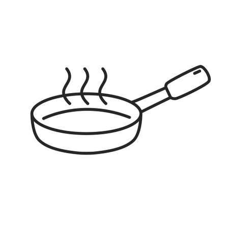 Frying pan vector illustration in simple line design isolated on white background. Frying pan iconのイラスト素材