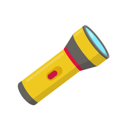 Yellow flashlight vector illustration with flat design isolated on white backgroundのイラスト素材