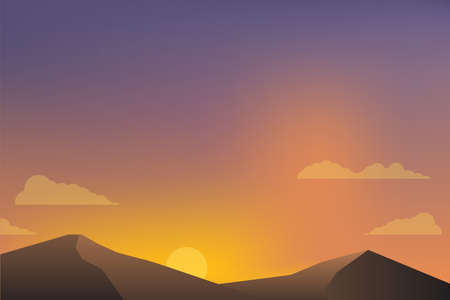 Beautiful sunset sky with mountain vector suitable for background  or illustration