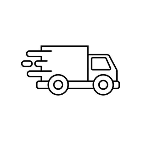 Delivery truck icon draw in simple line design isolated on white backgroundのイラスト素材