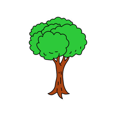 Tree vector illustration in colorful doodle style isolated on white backgroundのイラスト素材