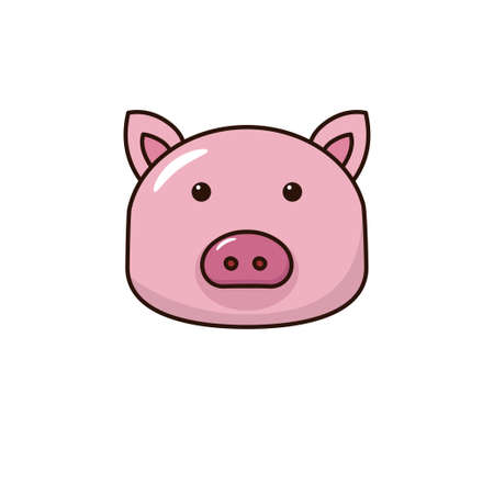 Cute pig face cartoon illustration isolated on white backgroundのイラスト素材