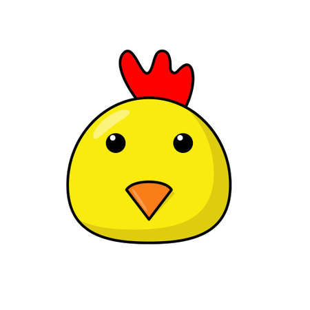Cute and simple chicken face cartoon illustration isolated on white backgroundのイラスト素材