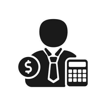 Accountant icon in simple glyph style and black color isolated on white backgroundのイラスト素材