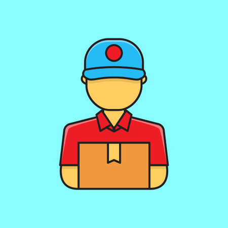 Simple delivery guy vector isolated on white background suitable for icon or illustrationのイラスト素材