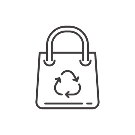 Eco bag icon in simple line design isolated on white backgroundのイラスト素材