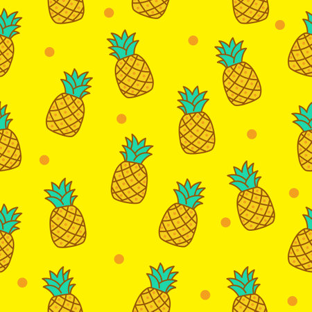 Cute pineapple seamless pattern with a colorful design suitable for background or wallpaperのイラスト素材
