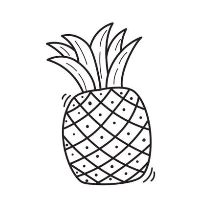 Pineapple vector illustration in doodle drawing style isolated on white backgroundのイラスト素材