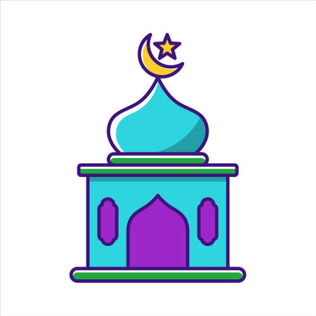 Simple mosque vector illustration isolated on white background. Mosque icon in linear color styleのイラスト素材