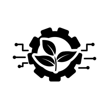 Agriculture technology icon in simple black design isolated on white backgroundのイラスト素材