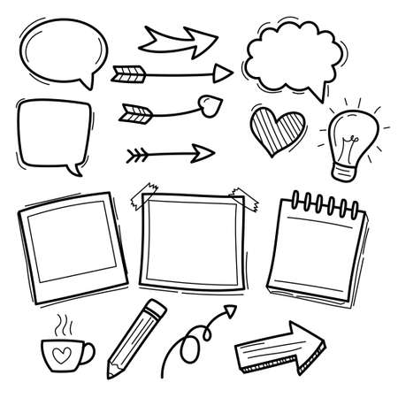 Set of doodle elements illustration isolated on white backgroundのイラスト素材