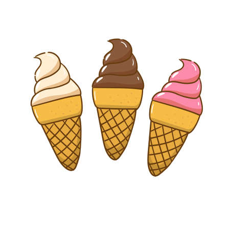 Ice cream cone vector illustration in cartoon style isolated on white backgroundのイラスト素材
