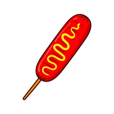 Sausage with stick vector illustration isolated on white backgroundのイラスト素材