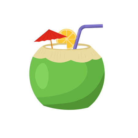 Coconut drink vector illustration isolated on white backgroundのイラスト素材