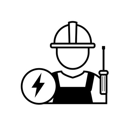 Electrician icon with black color isolated on white backgroundのイラスト素材