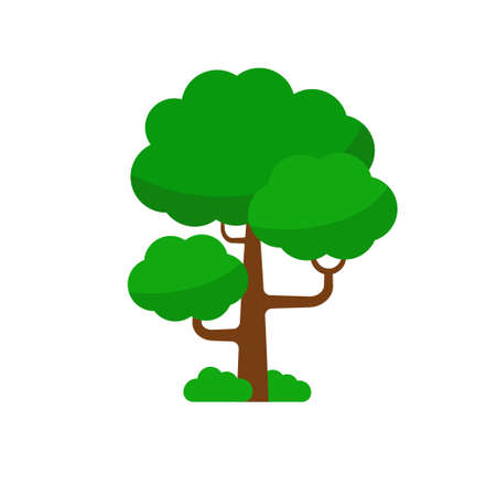 Single tree icon with flat style on isolated background. Simple tree vector illustrationのイラスト素材