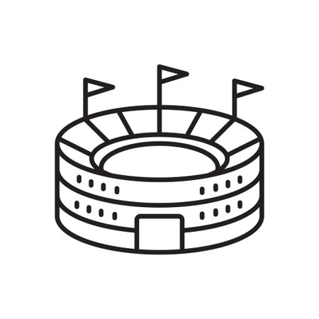 Stadium icon with linear style isolated on white backgroundのイラスト素材