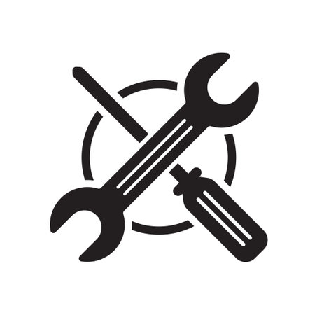 Wrench with screwdriver vector illustration with black and white design suitable for repair iconのイラスト素材