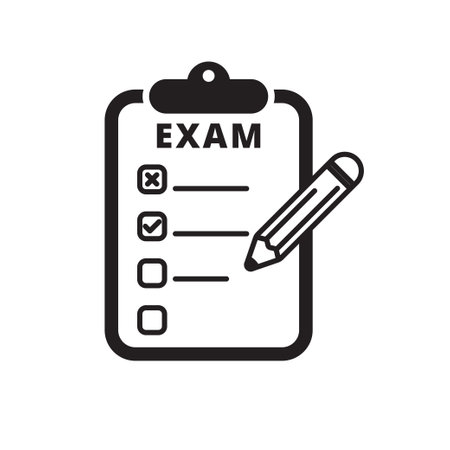 Exam icon with black design isolated on white backgroundのイラスト素材
