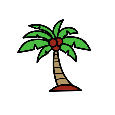 Coconut tree vector illustration with a cute hand-drawn style isolated on white backgroundのイラスト素材