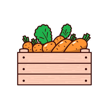 Box of carrot vector illustration in cartoon style isolated on white backgroundのイラスト素材