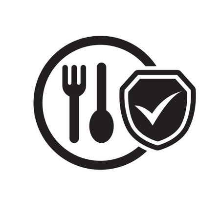 Food safety icon in simple black design isolated on white backgroundのイラスト素材