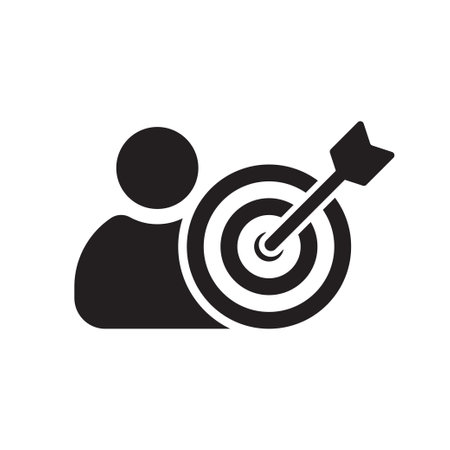 Marketing target icon in black style isolated on white backgroundのイラスト素材